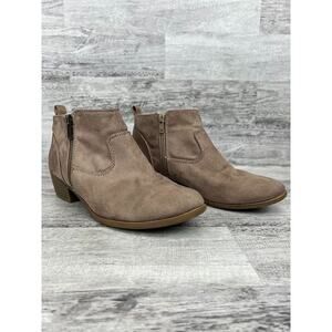Arizona Jean Co Womens Ankle Boots Size 8M Suede Brown Side Zipper Low Heel